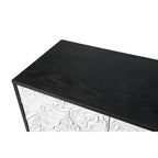 Armoire de rangement à 2 portes, sculptée noire/blanche