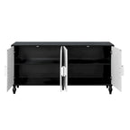 Armoire de rangement à 2 portes, sculptée noire/blanche