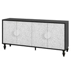 Armoire de rangement à 2 portes, sculptée noire/blanche
