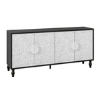 Armoire de rangement à 2 portes, sculptée noire/blanche