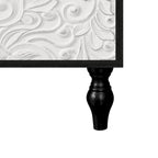 Armoire de rangement à 2 portes, sculptée noire/blanche