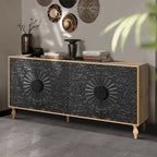Armoire de rangement à 2 portes, sculptée noire/blanche