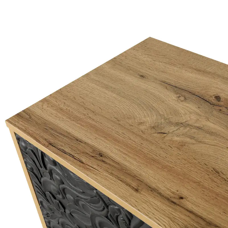 Armoire de rangement à 2 portes, sculptée noire/blanche