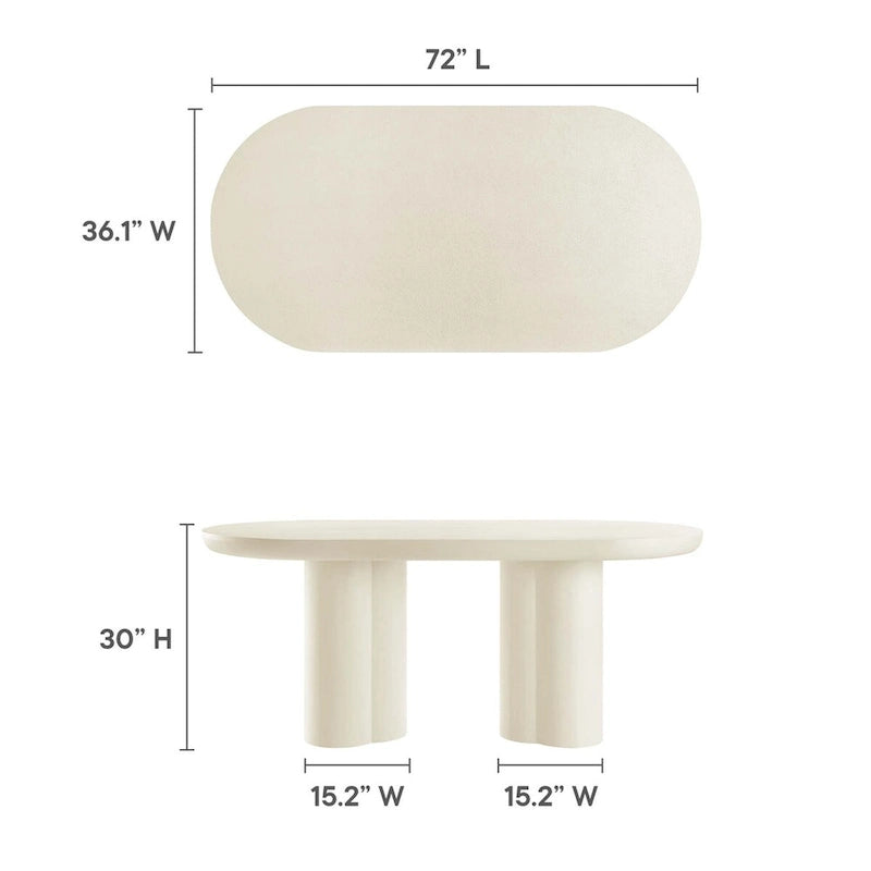 Table à manger ovale en béton Caspian 72