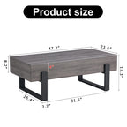 Une table basse en MDF de couleur gris rustique avec des pieds en métal noir – Un espace élégant aux tons de bois naturel