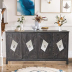 Armoire miroir 4 portes marron/gris – Foyer de 2 personnes