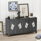 Armoire miroir 4 portes marron/gris – Foyer de 2 personnes