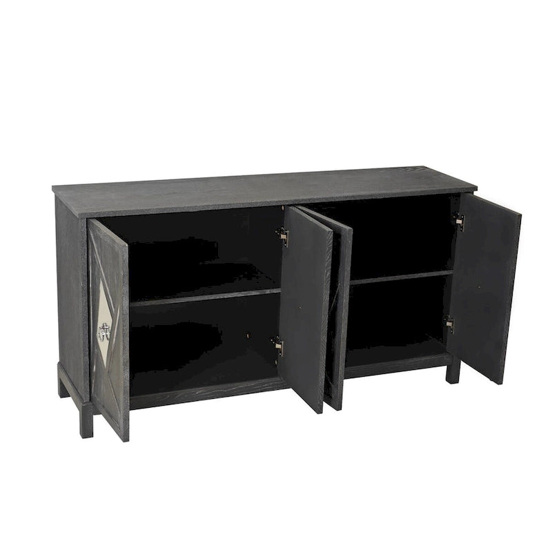Armoire miroir 4 portes marron/gris – Foyer de 2 personnes