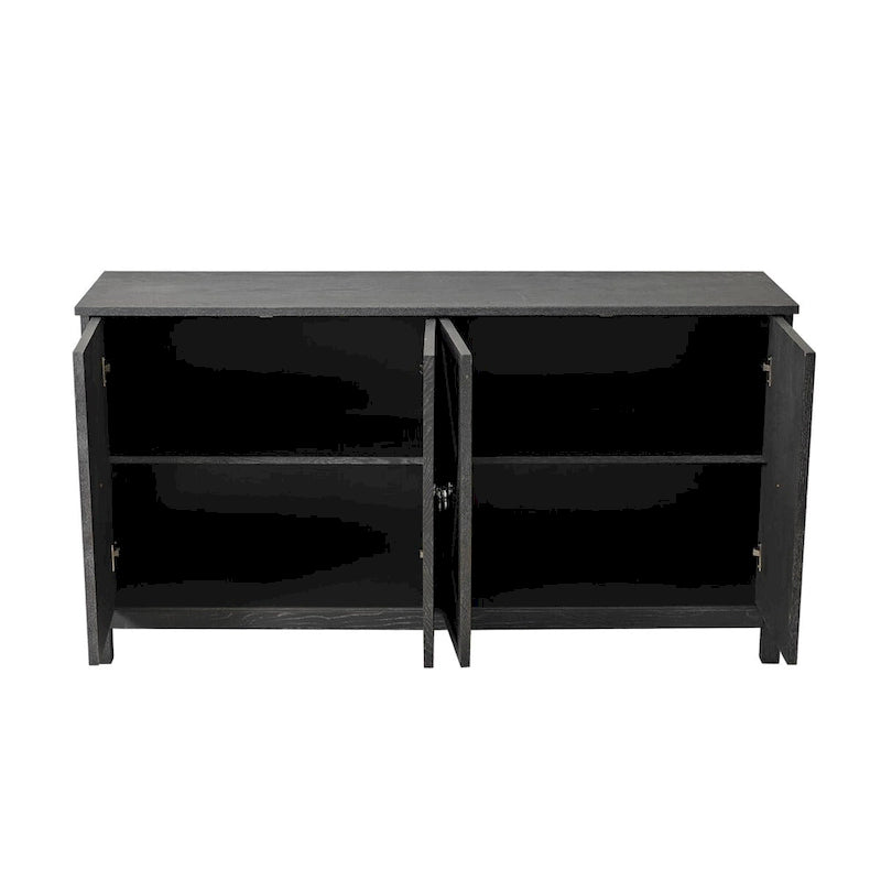 Armoire miroir 4 portes marron/gris – Foyer de 2 personnes