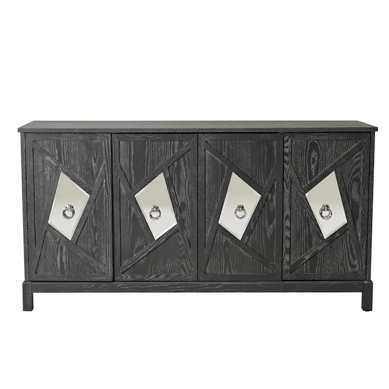 Armoire miroir 4 portes marron/gris – Foyer de 2 personnes