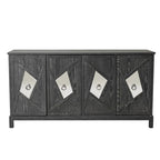 Armoire miroir 4 portes marron/gris – Foyer de 2 personnes