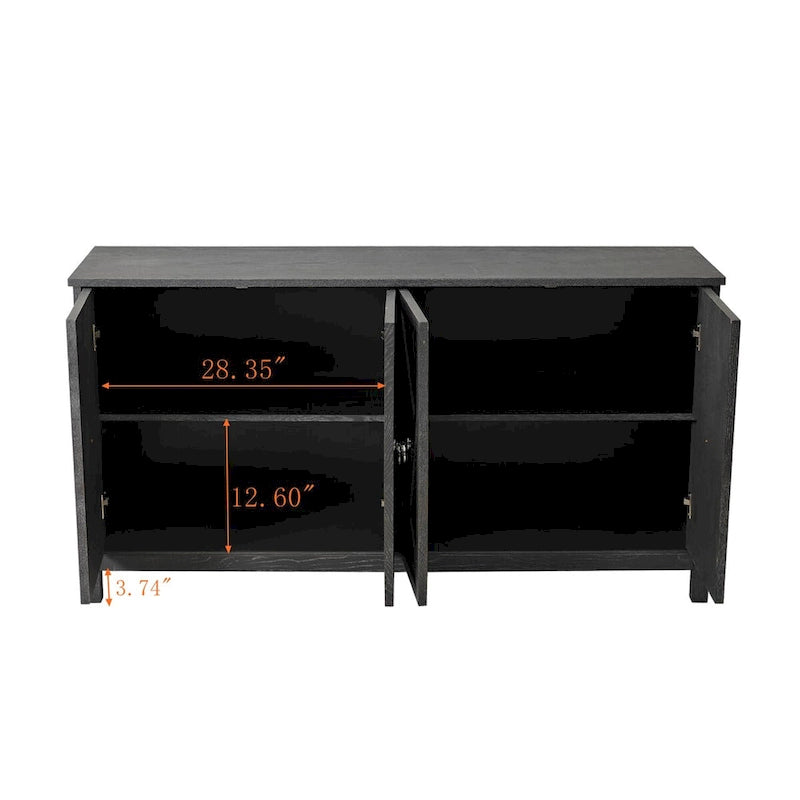 Armoire miroir 4 portes marron/gris – Foyer de 2 personnes