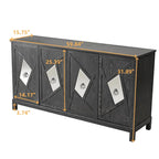 Armoire miroir 4 portes marron/gris – Foyer de 2 personnes