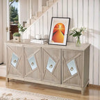 Armoire miroir 4 portes marron/gris – Foyer de 2 personnes