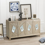 Armoire miroir 4 portes marron/gris – Foyer de 2 personnes