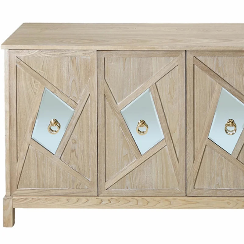 Armoire miroir 4 portes marron/gris – Foyer de 2 personnes