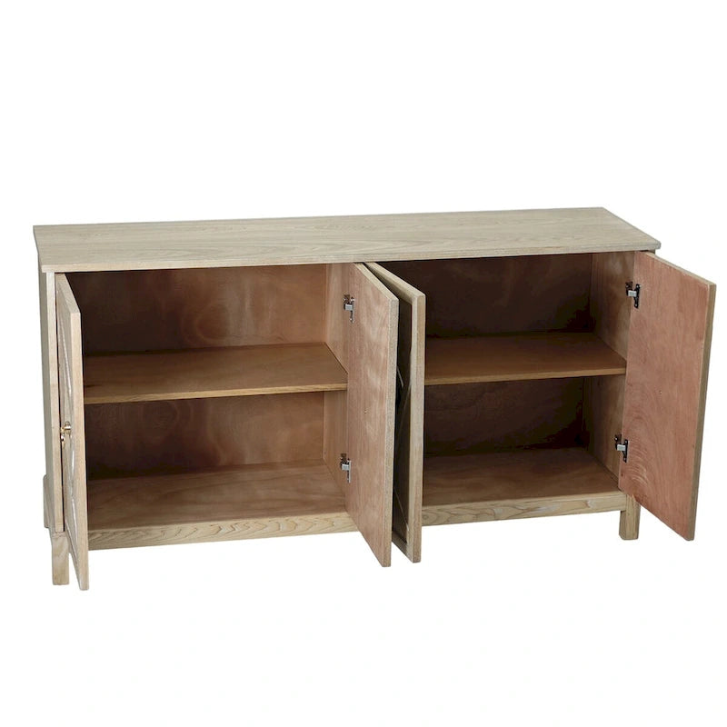 Armoire miroir 4 portes marron/gris – Foyer de 2 personnes