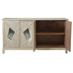 Armoire miroir 4 portes marron/gris – Foyer de 2 personnes