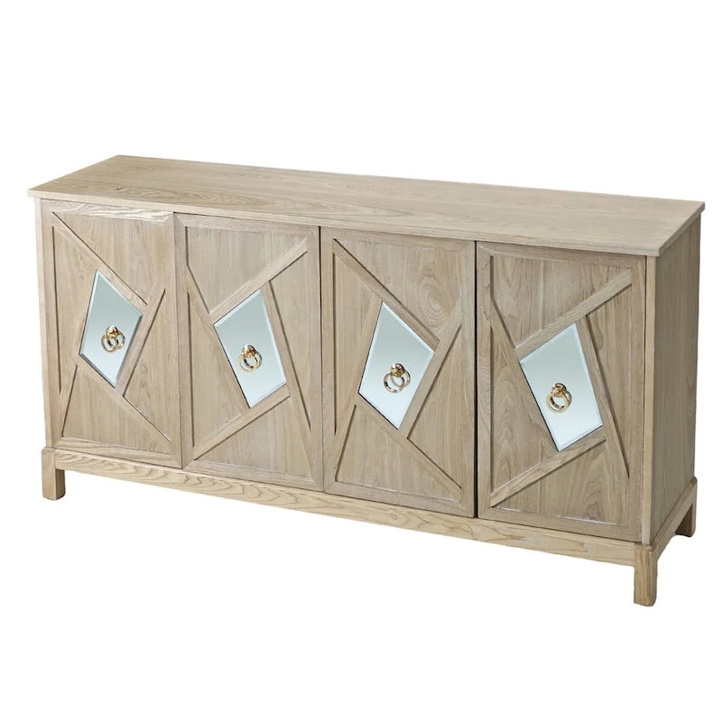 Armoire miroir 4 portes marron/gris – Foyer de 2 personnes