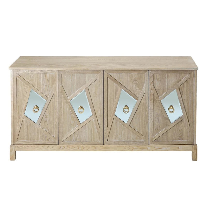 Armoire miroir 4 portes marron/gris – Foyer de 2 personnes