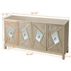 Armoire miroir 4 portes marron/gris – Foyer de 2 personnes