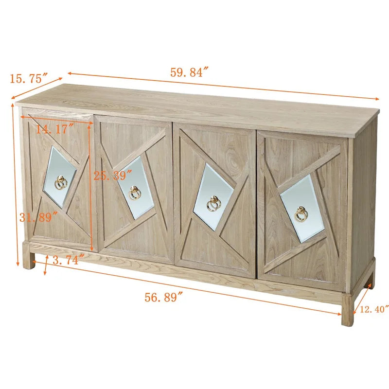 Armoire miroir 4 portes marron/gris – Foyer de 2 personnes