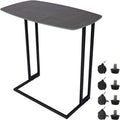 Table d'appoint de canapé roulante en forme de C, gris / blanc / noyer, grande et petite, 1 personne