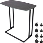 Table d'appoint de canapé roulante en forme de C, gris / blanc / noyer, grande et petite, 1 personne