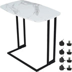 Table d'appoint de canapé roulante en forme de C, gris / blanc / noyer, grande et petite, 1 personne