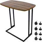Table d'appoint de canapé roulante en forme de C, gris / blanc / noyer, grande et petite, 1 personne