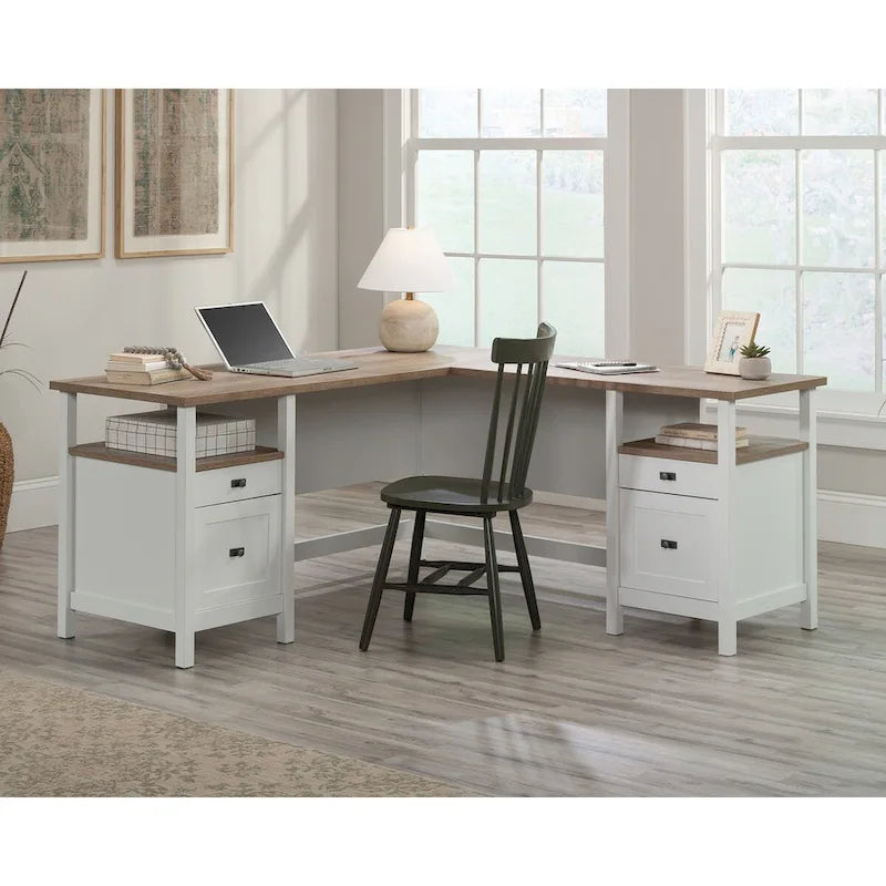 Bureau d'angle Jamocha Wood, 1 personne, 4 tiroirs