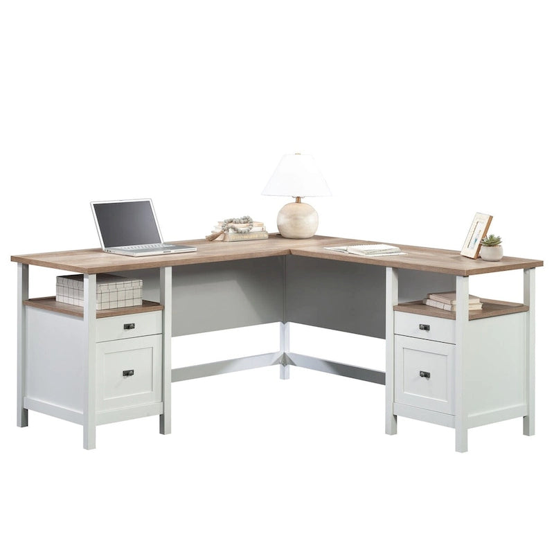 Bureau d'angle Jamocha Wood, 1 personne, 4 tiroirs