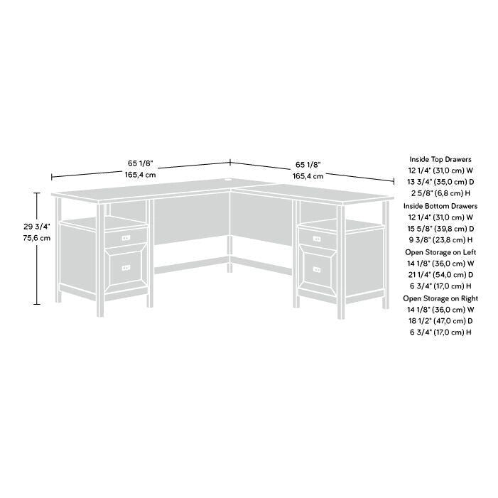 Bureau d'angle Jamocha Wood, 1 personne, 4 tiroirs
