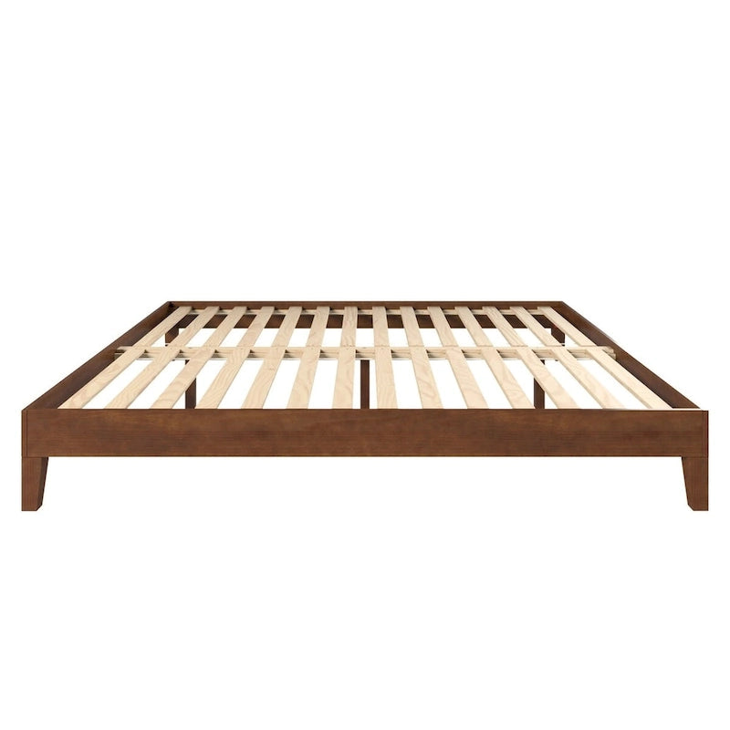 Cadre de lit plateforme en bois massif King brun