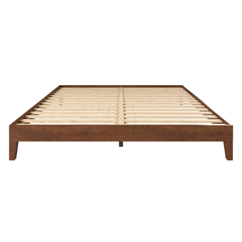 Cadre de lit plateforme en bois massif King brun