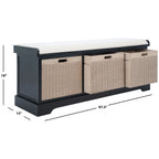 Banc de rangement SAFAVIEH Fiorello avec coussin et 3 tiroirs - 47,3 L x 15 P x 19 H - 47 L x 15 P x 19 H
