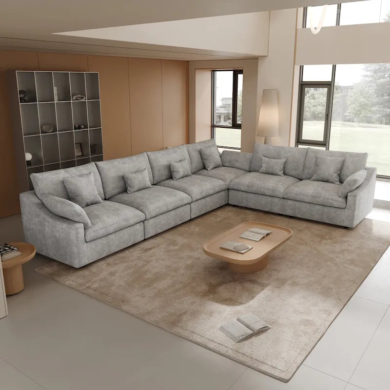 Canapé d'angle en lin de grande taille pour salon