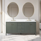 Meuble-lavabo de salle de bain Vanity Art 72 po à double vasque avec dessus en marbre reconstitué
