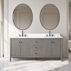 Meuble-lavabo de salle de bain Vanity Art 72 po à double vasque avec dessus en marbre reconstitué
