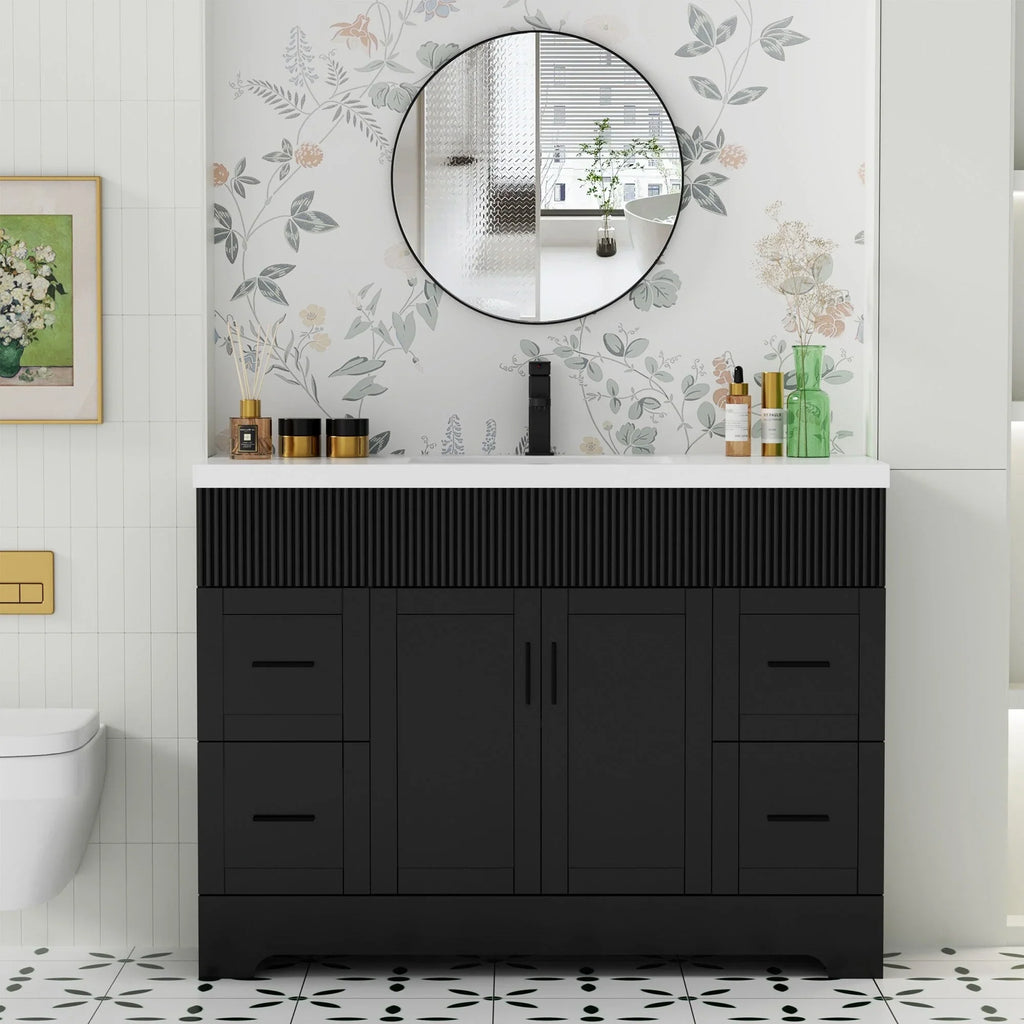 Meuble-lavabo de salle de bain Wavy Line 30/36/48 avec évier et robinet