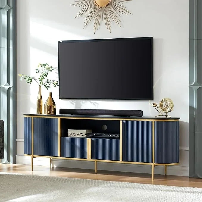 Meuble TV de luxe moderne, centre de divertissement, avec plateau effet marbre