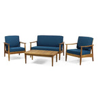 Ensemble de conversation d'extérieur 4 places en bois d'acacia Willowbrook par Christopher Knight Home