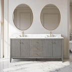 Meuble-lavabo de salle de bain Vanity Art 72 po à double vasque avec dessus en marbre reconstitué