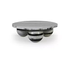 Table basse ronde en marbre avec pieds sphériques, multicolore, 4 places
