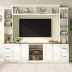 Meuble TV mural 4-en-1 ModernLuxe de style campagnard, convient aux téléviseurs jusqu'à 70 pouces, meuble TV console multimédia avec étagères réglables et tiroirs