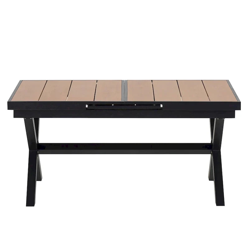 Ensemble de salle à manger extérieur extensible 7 pièces avec table extensible et 6 chaises avec accoudoirs