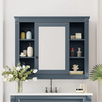 Meuble-lavabo de salle de bain moderne de 91 cm avec lavabo et armoire de toilette, 2 portes et 2 tiroirs